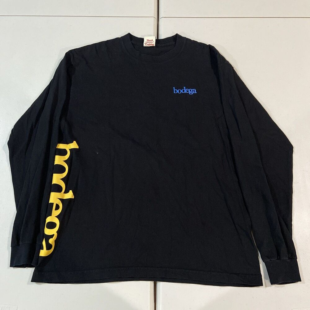 Bodega Boston Long Sleeve Black T Shirt Large embroidered